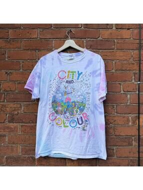 city and colour tie dye t shirt colortone L